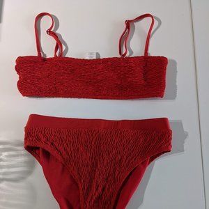 Red High Wasted 2 Piece Bikini